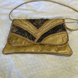 Samir | Made in USA| Genuine Leather |  Gold & Black | Purse/Clutch | Textured
